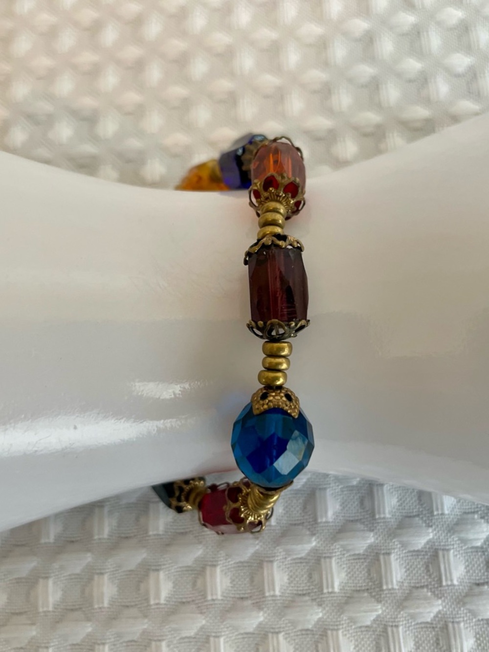 DESERT HEART Artisan Vintage Bohemian Rainbow Crystal Bead Bracelet USA #776 - Picture 3 of 6